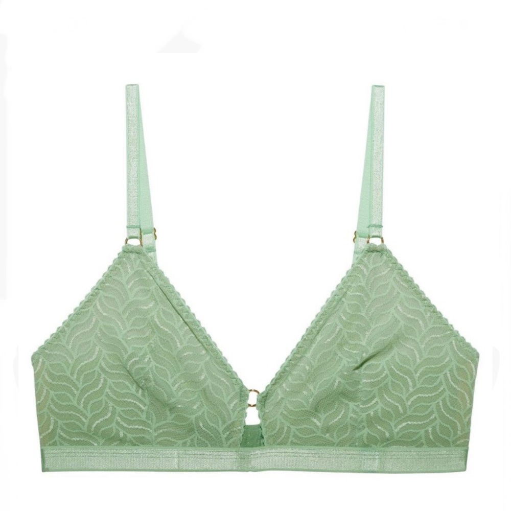 Underprotection Mint Green Lined Triangle Bralette Bra Size Small No underwire